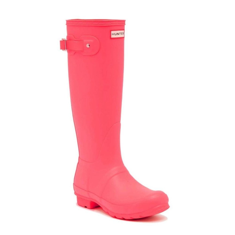Hunter Tall Waterproof Rain Boot Neon Pink 5 - Picture 1 of 11